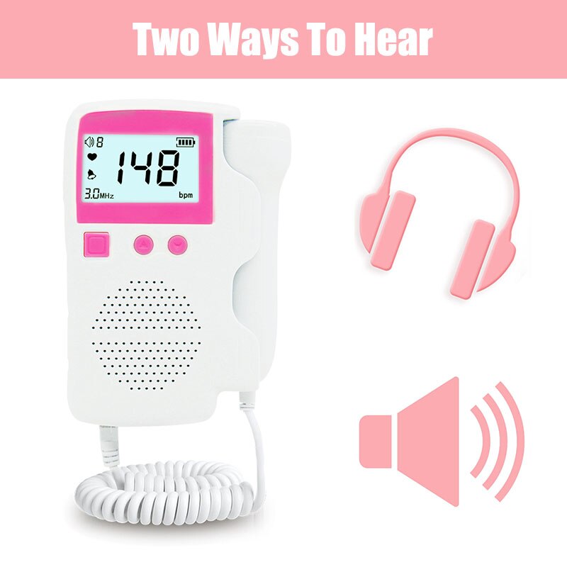 Doppler Fetal actualizado para bebés, Monitor LCD de 3,0 MHz para embarazadas, monitores fetales portátiles de ultrasonido bebé embarazada ultrasonido estetoscopio ecografo portatil sonar fetal escuchar latidos bebe