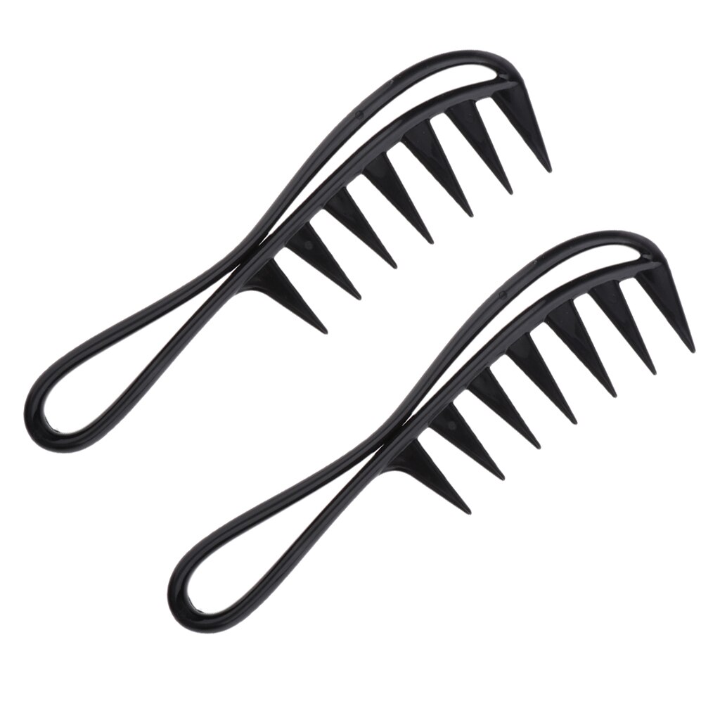 Peine Afro para peluquería, cepillo de pelo rizado, estilismo de peluquería, desenredante de dientes anchos, 2 uds.