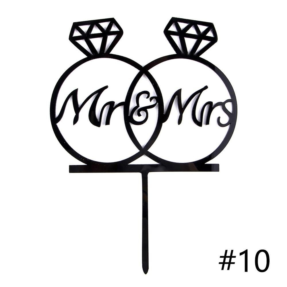 1Pcs Wedding Cake Topper Bride Groom Mr Mrs Acrylic Black Gold Cake Toppers Wedding Decoration Mariage Party Supplies: 10