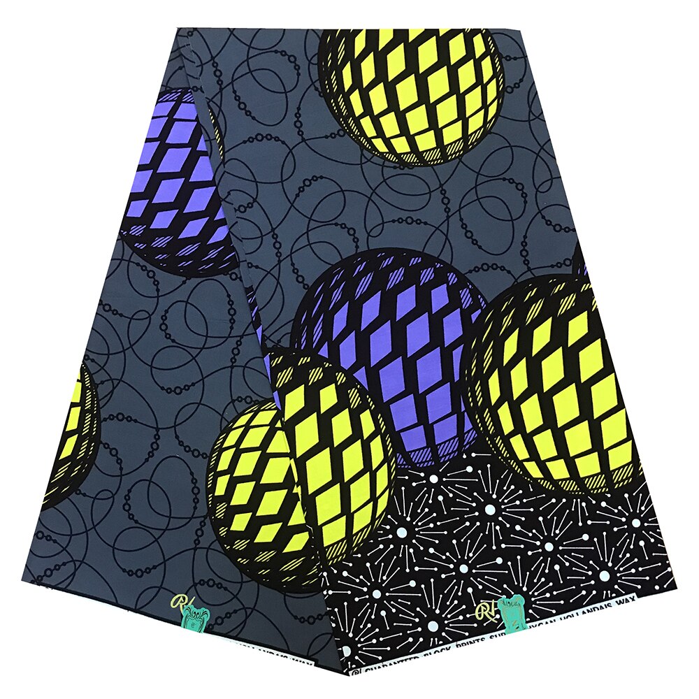 Tecido de cera real nigeriano para as mulheres ancara cera 100% algodão impressão tecidos de cera pagne 6 jardas vestido africano: color1