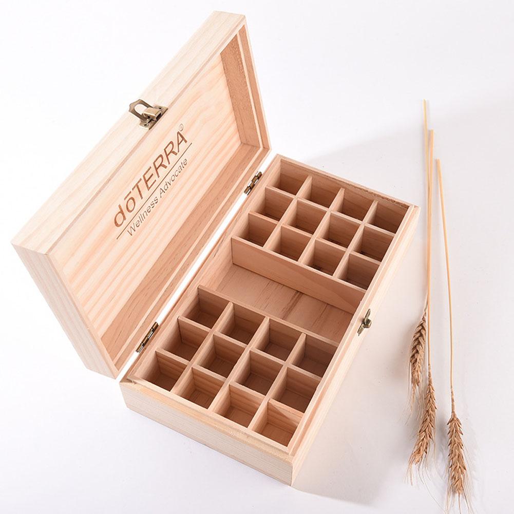 Houten opbergdoos met 25 roosters, organizer voor het opbergen van etherische olie, flesjes, aromatherapiecontainers, schatkistjes en sieraden.: 25 roosters