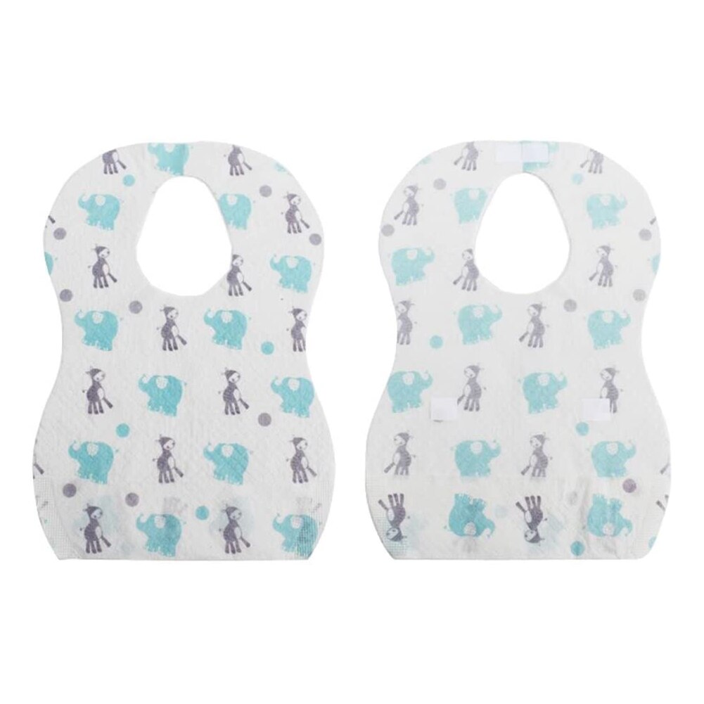 10x Infant Feeding Saliva Towel Accessories Cartoon Pattern Disposable Baby Bibs with Food Catcher Pocket 1-6 Years Old