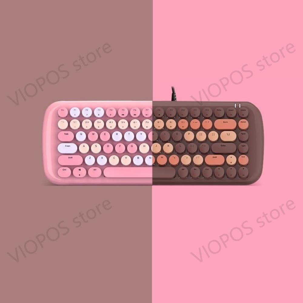 Mofii-Teclado mecánico Candy para videojuegos, teclas redondas con cable para chica, interruptor azul, para oficina, con retroiluminación para Notebook/tableta