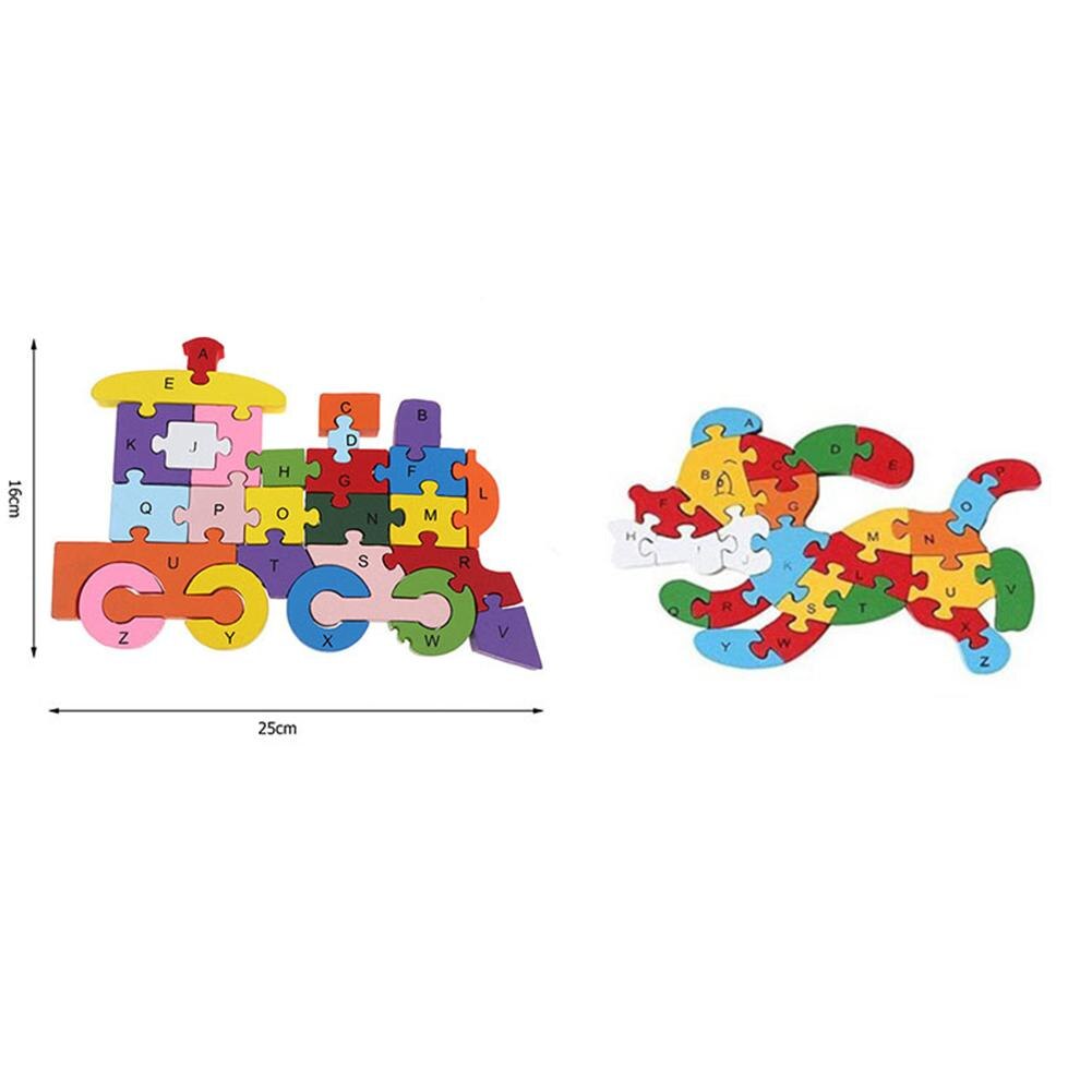 Wooden Children Learning Aids 3D Alphanumeric Colorful Environmental Double-sided Puzzle Educational Toys