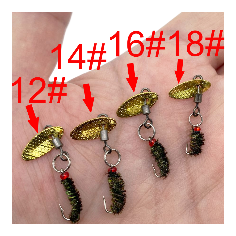 12#14#16#18#  fiskeagn fluefiske lokke fiskeskje ørret lokke enkelt krok svingbar skje lokke