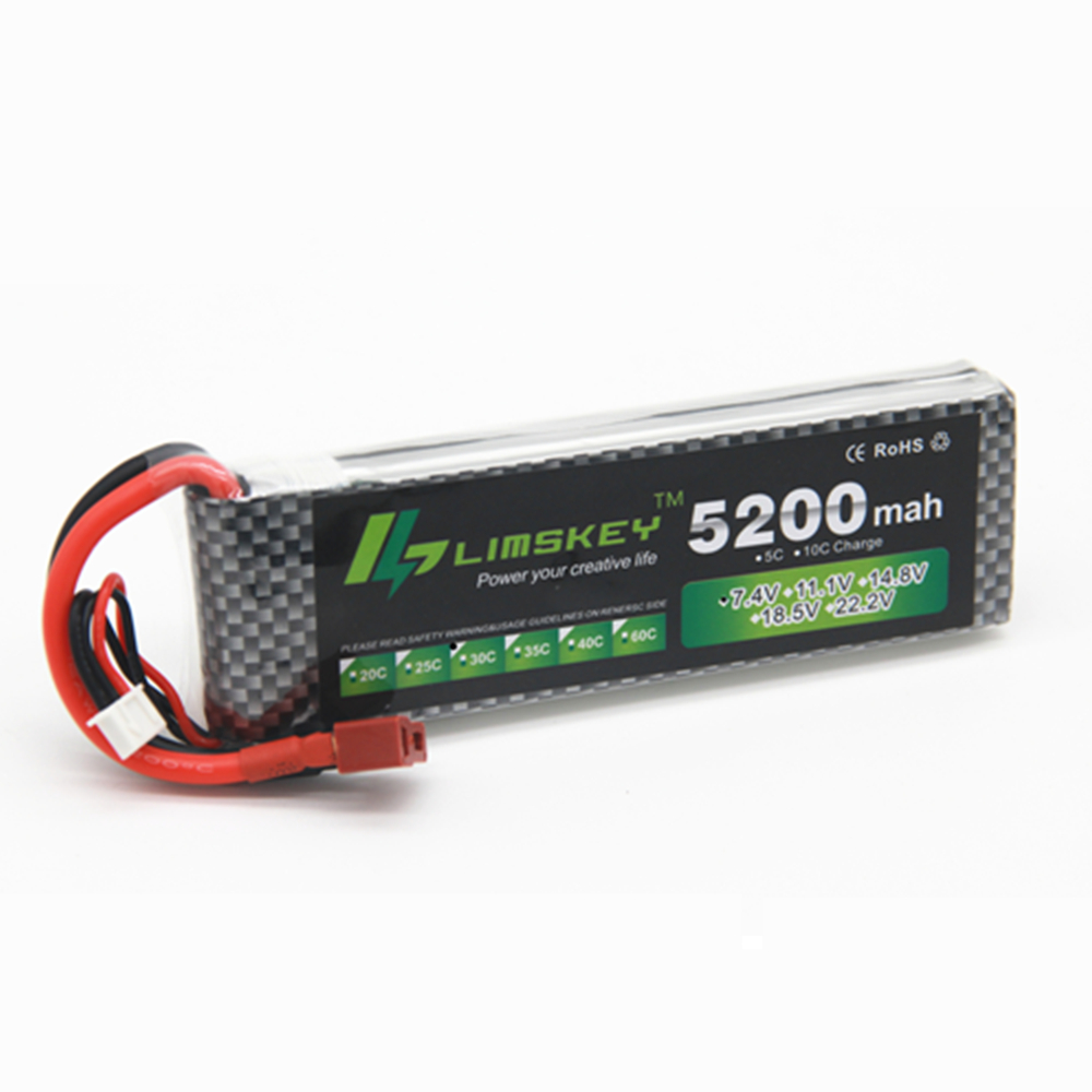 Limskey Power 7.4 V 5200 mAh Lipo Batterij 30C 2S Batterij 2S LiPo 7.4 V 5200 mAh 30C 2S 1P Lithium-Polymeer Batterie Voor RC auto