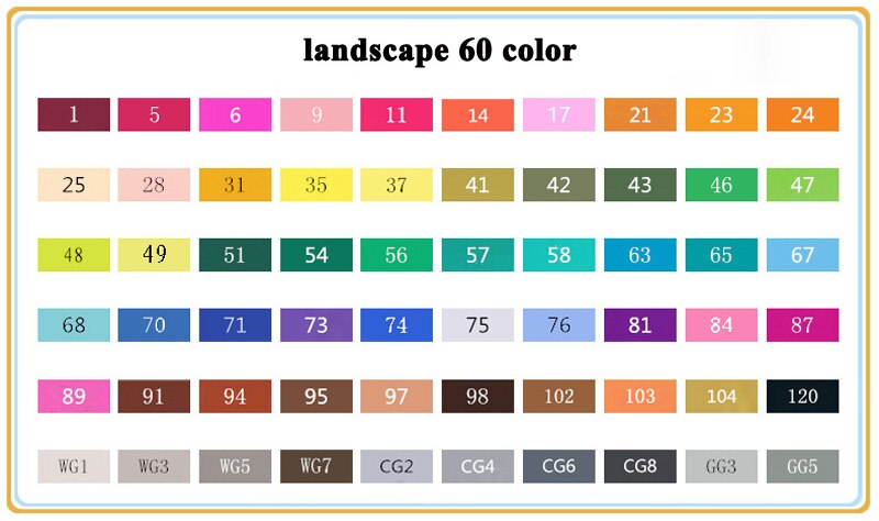 Touchnew 80 Colors Drawing Art Markers Pen Set Oily Alcoholic Dual Headed Sketch Markers Animation Manga: 60landscape