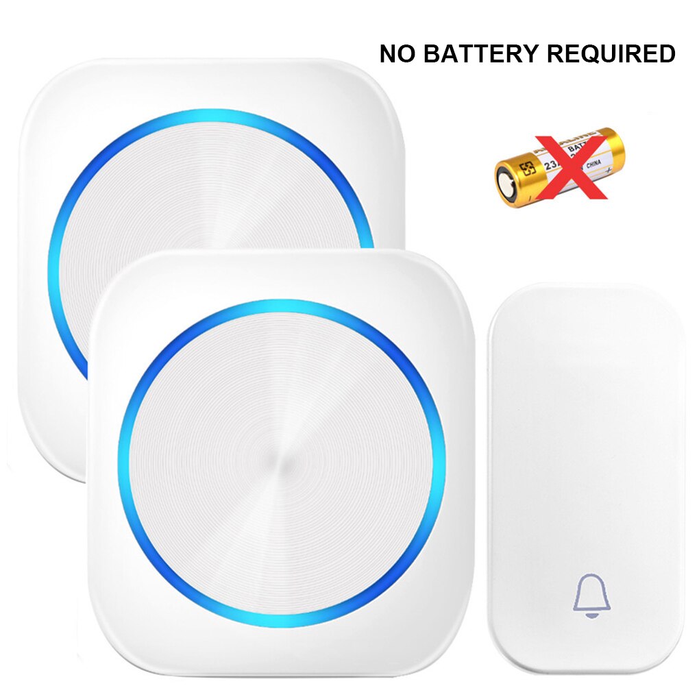 Self Powered Wireless Waterproof DoorBell Door Bell Night Light No Battery Smart Home 1/2 Button 1/2 Receiver EU Plug