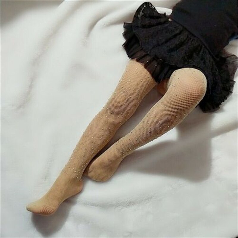 Collants en résille pour enfants, haut en maille à paillettes, motif diamant, bas d'été pour enfants