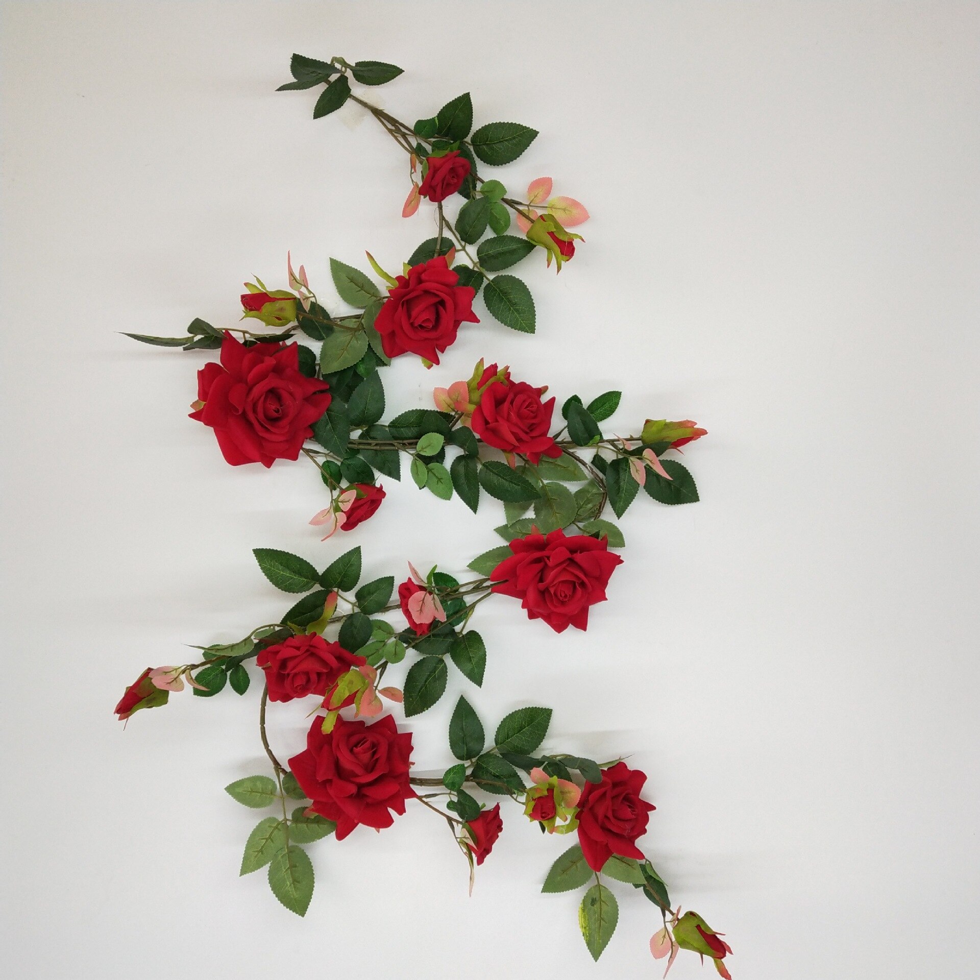 Kunstig silke blomsterbuket fløjl rose pæon krans krans grøn plante valentinsdag bryllup fødselsdagsfest dekor: Default Title