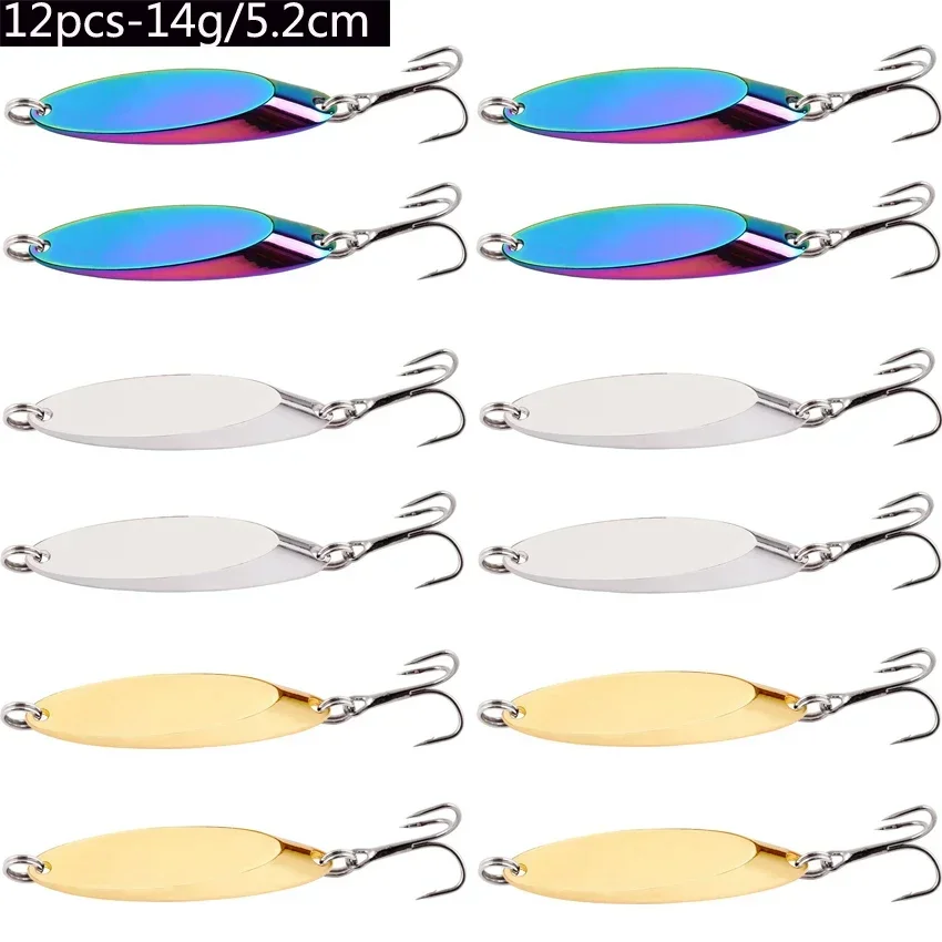 12 pçs 1.5g-60g metal afundando iscas de pesca colher jigging isca artificial duro truta baixo mar isca de pesca de água salgada