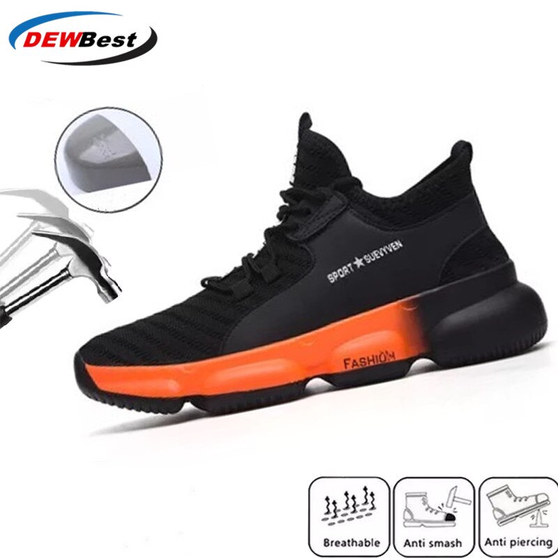 Men Safety Work Shoes Boots Male Breathable Construction Work Shoes Steel Toe Indestructible Safety Work Boots