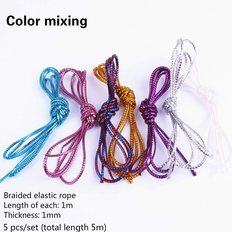 Trenzas de pelo trenzado de color dorado y plateado, cabello fino brillante, cuerdas de pelo trenzado africano, cuerda elástica trenzada: 5 pcs   NO.3