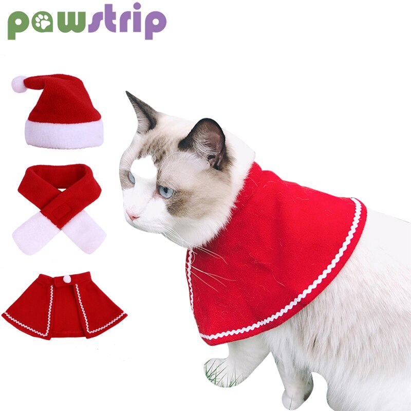 Kerst Hond Hoofddeksels Winter Warm Cloak Sjaal Voor Honden Katten Verstelbare Santa Rode Sjaal Hoed Pet Grappige Kleding Accessoires