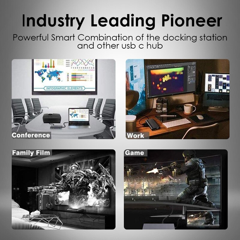 Usb Hub Multi Usb 3.0 Usb Adapter Dock Voor Macbook Pro Accessoires Type C 3.1 Splitter 3 Port Laptop docking Station Vga Hdmi