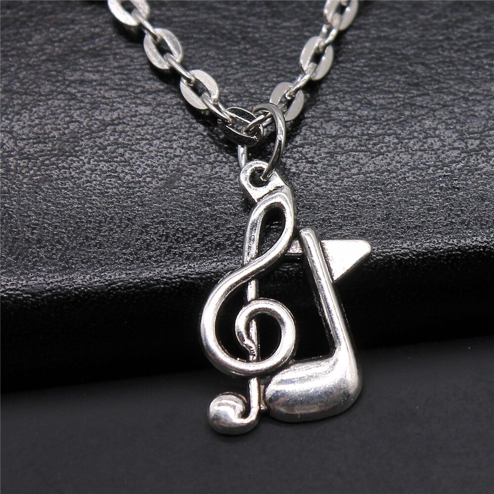 Musical Jewelry For Women Men Girl Boys Musical Note Microphone Drum Guitar Violin Pendant Necklace Antique Silver Color: N2-B11840