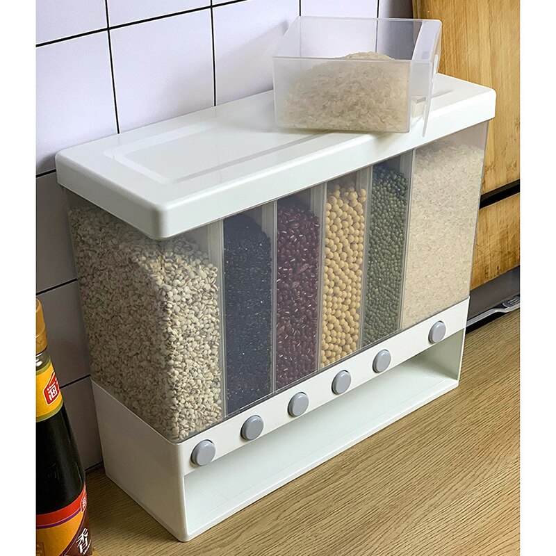 Veggmontert presse frokostblanding dispenser ris sjokoladebønner dispenser kjøkken lagring organisere sel tank tørr matte container