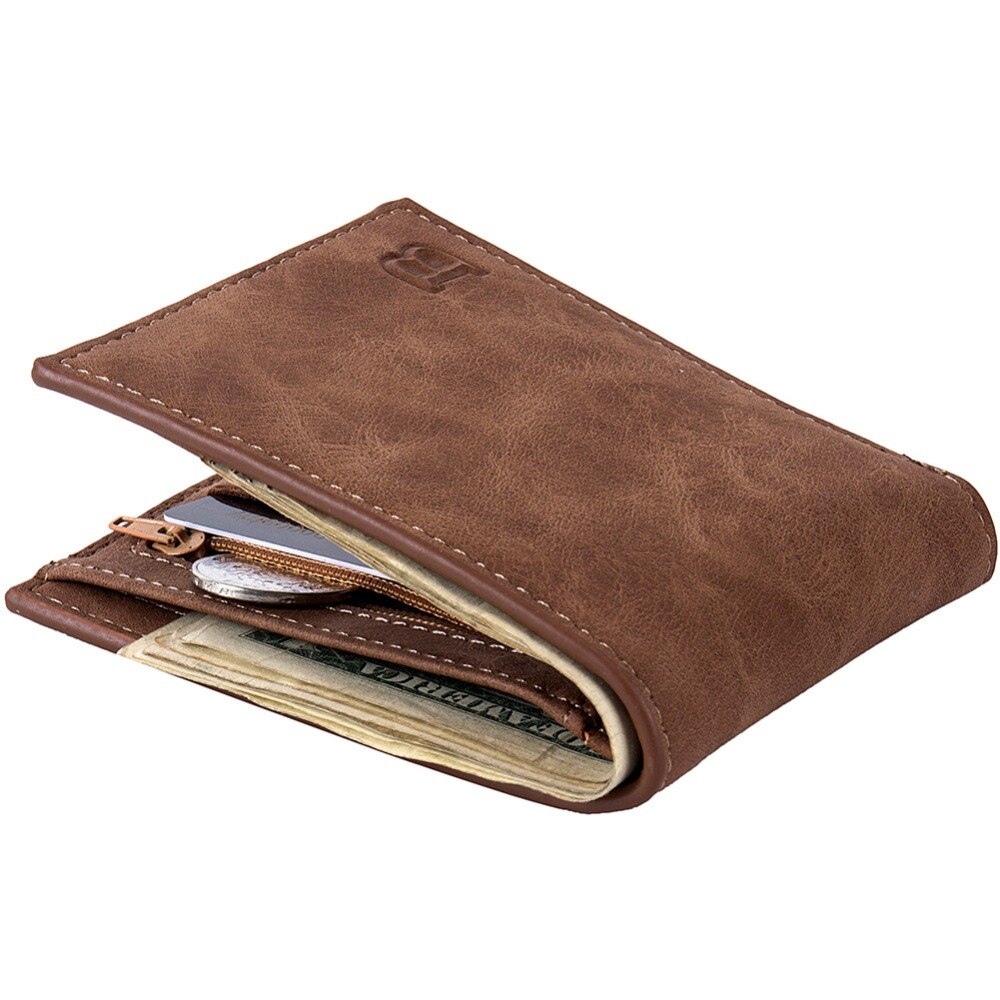 Top Wallet Men Soft Leather wallet with removable card slots multifunction men zipper wallet purse male clutch: small brown