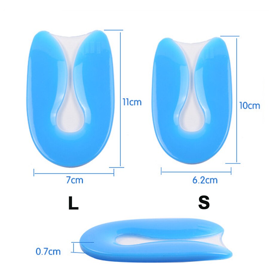 Silicone Gel Soft Shoe Inserts U-Shape Plantar Fasciitis Heel Protector Heel Spur Cushion Pad Insole Foot pain Pedicure Massage