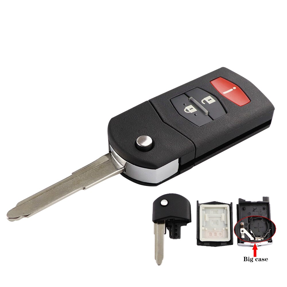 YIQIXIN Remote Key Case Fob Shell Flip Folding 2/3/4 Button For Mazda 2 3 5 6 M6 MX5 CX5 CX7 CX9 RX8 With Uncut Blade Head Cover: 3BT Red Big Set