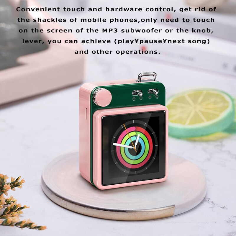 MP3 Spieler Bluetooth 5,0 Subwoofer Musik Lautsprecher berühren Schlüssel Gebaut-in 8GB HiFi Metall Mini Tragbare Walkman Unterstützung Alarm Uhr