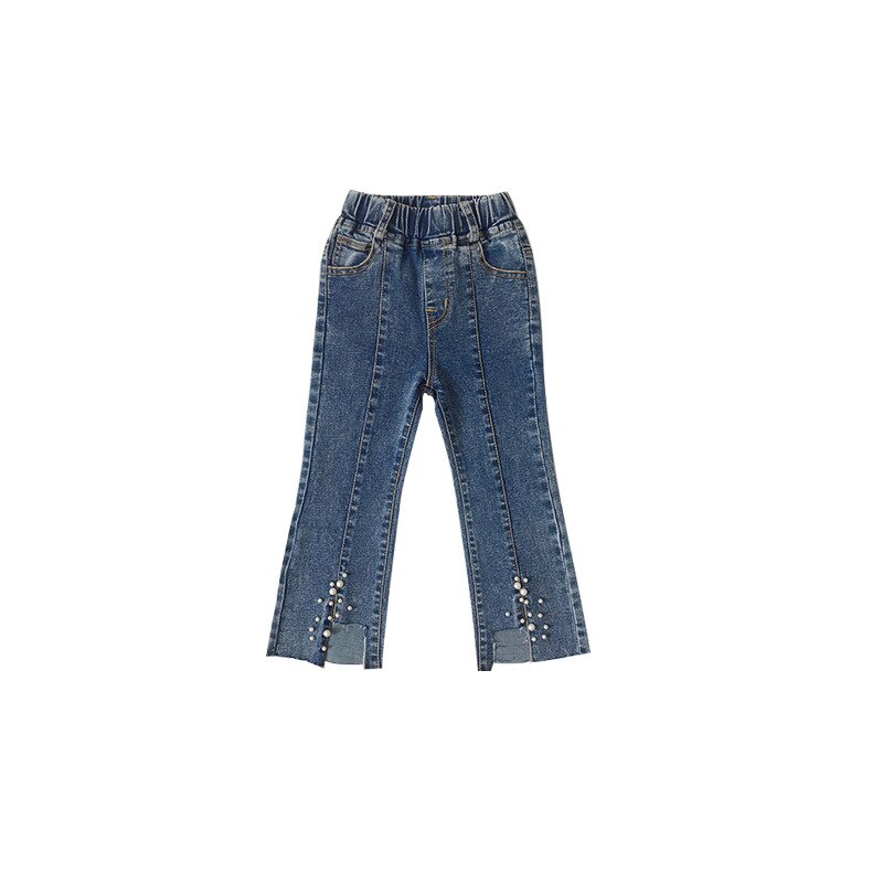 Herfst Meisjes Mode Kralen Boot Cut Jeans Alle-Match Split Jeans Casual Bell Bodem Denim Broek