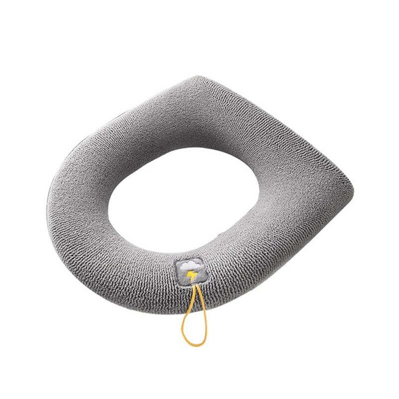 Universal- Wc Sitz Abdeckung warm Gestrickte Wc Sitz Pad Weiche Reine Farbe schließt matt Winter Schlecht Zubehör Bidet Abdeckung: grau mit handhaben