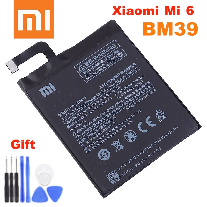 BM39 Xiao Mi 100% Originele Batterij Voor Xiaomi 6 Mi 6 Mi6 BM39 Telefoon Vervanging Batterijen + Gereedschap 3350mah