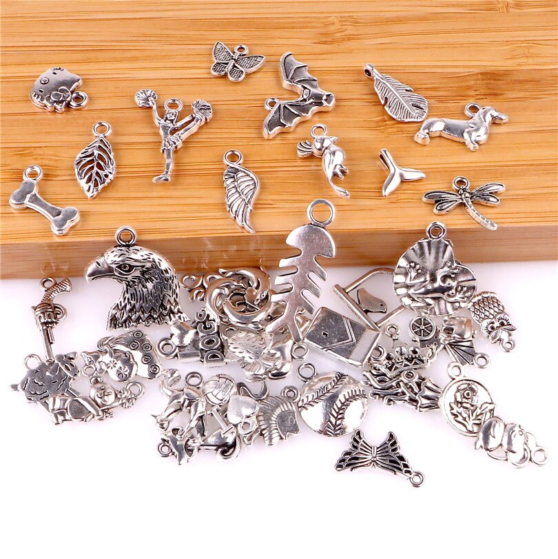 40pcs/lot 23491 Metal Animal Series Charms Handmade Jewelry Making European Bracelets Jewelry