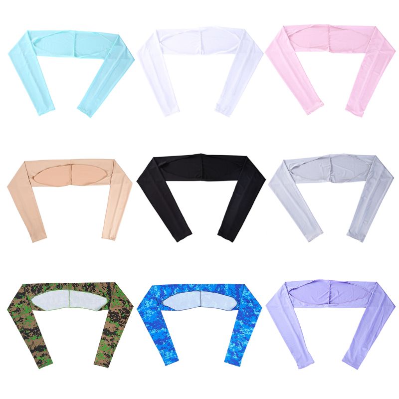 Kvinder sommer anti-uv køle sjal arm ærmer golf ridning udendørs is silke solbeskyttelseshandsker wrap med tommelfingerhul