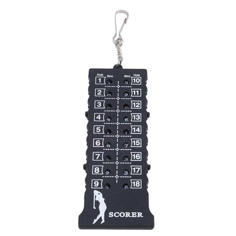 18 Hole Golf Stroke Putt Score Card Counter Golf Score Indicator Met Sleutelhanger Milieu Golf Score Teller: black