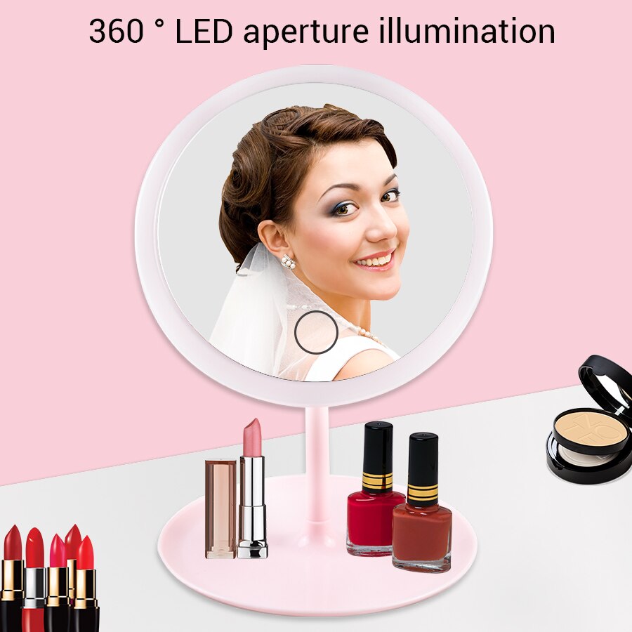 Makeup Mirror With Light Makeup Led Mirror Touch Screen Switch USB Rechargeable Mirror for Countertop Cosmetic Makeup