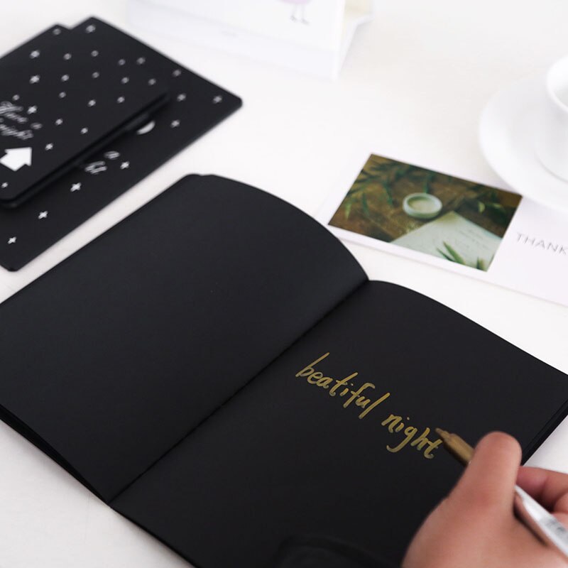 Black Paper Graffiti Notebook Black Page Magic Drawing Book Painting Notepad for Kids Notepad Stationery