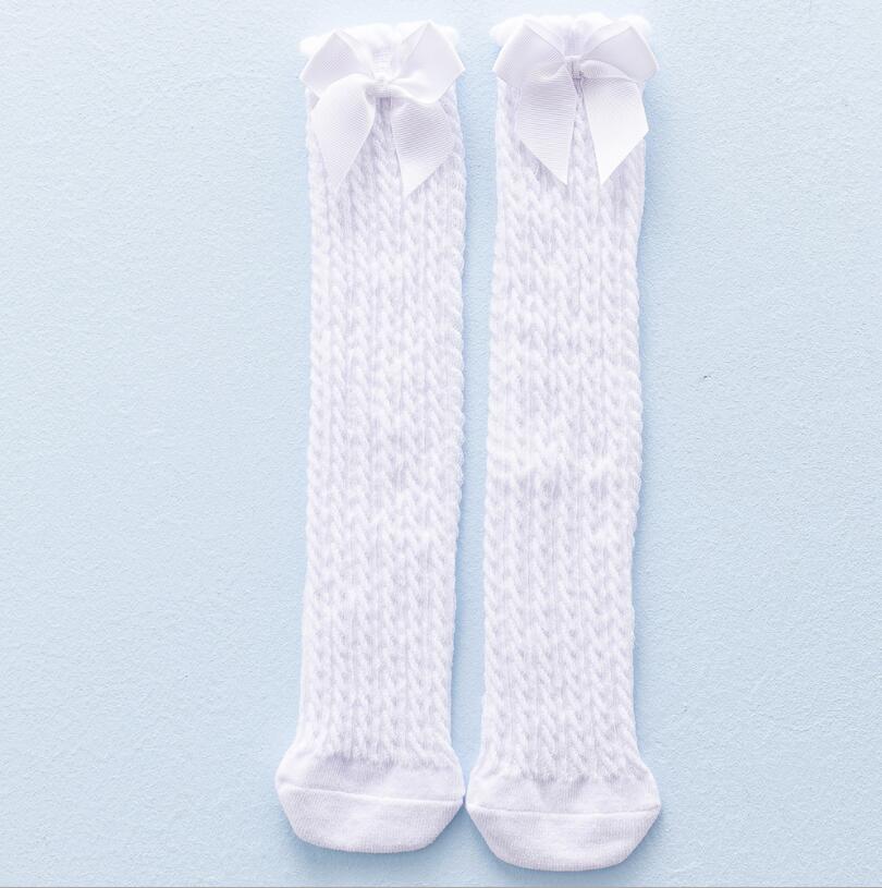Zacht Ademend Meisjes Kniekousen Zomer Cozy Mesh Buis Sokken Voor Meisjes Kleding Peuter Beenwarmers Skarpety/meias: white