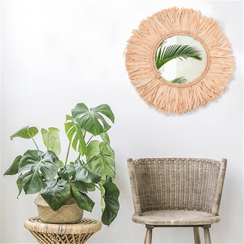 Espejos de pared hechos a mano para sala de estar, espejo bohemio redondo, decoración artística de estilo marroquí para apartamento, sala de estar, dormitorio, entrada