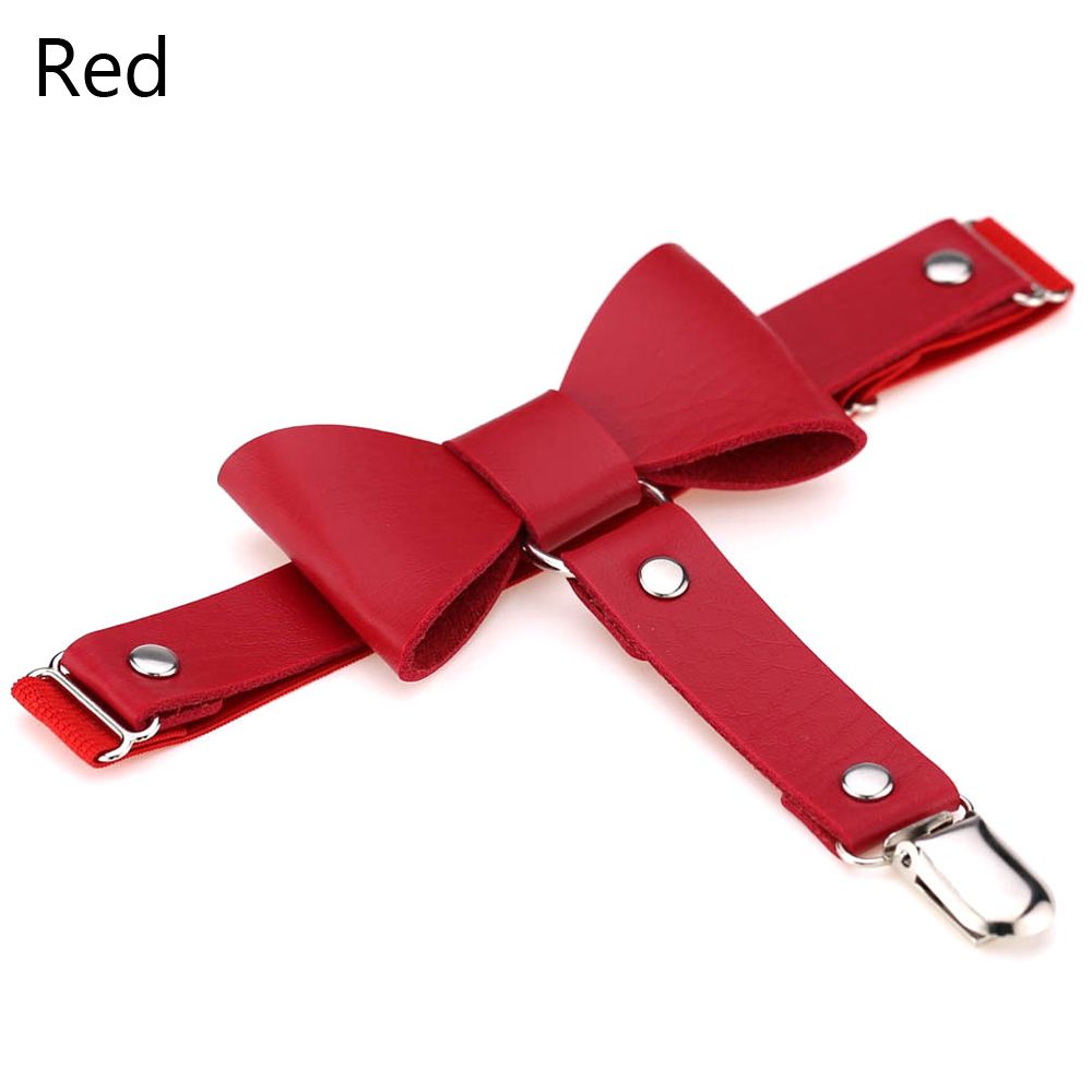 1 pièces Sexy Punk gothique en cuir bretelles chaussettes ceinture jambe anneau cuisse bas élastique noeud noeud jarretière: Red