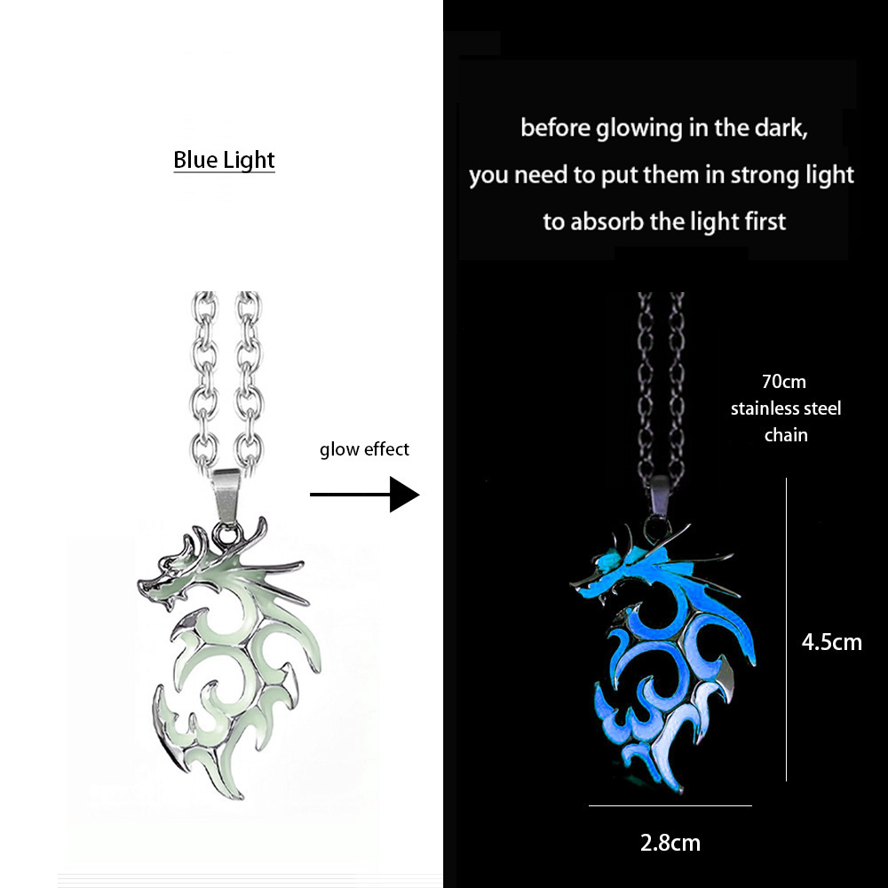 Luminous Dragon Necklace Glowing Night Fluorescence Antique Vintage Glow In The Dark for Men Women Party Halloween Day Club