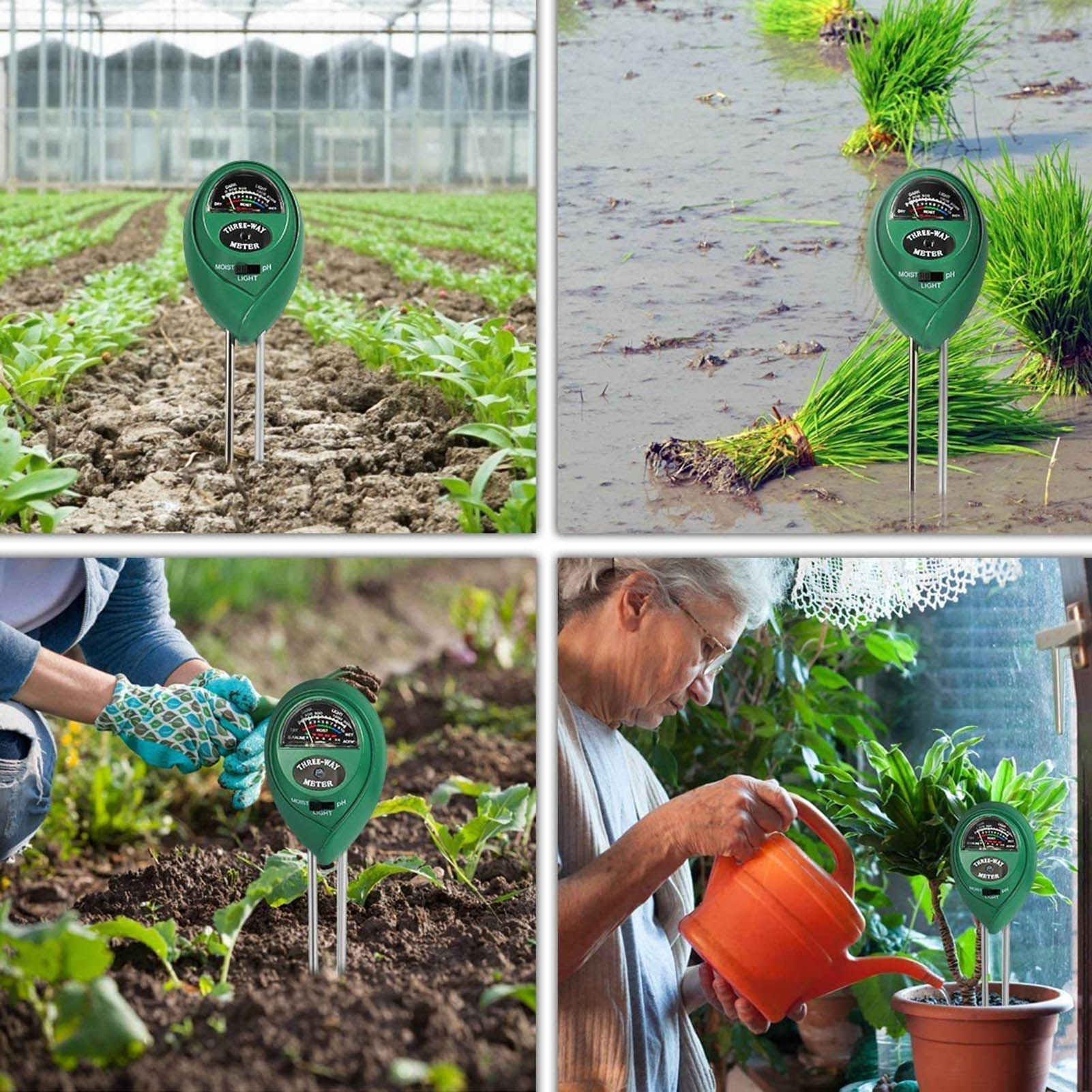 3in1 Soil Water Moisture PH Meter Acidity Humidity Sunlight Light PH Test Garden Plants Flowers Moist Tester Testing Instrument