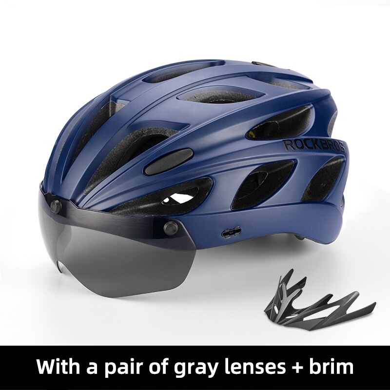 Rockbros Fiets Helm Eps Integraal Gegoten Ademend Fietshelm Mannen Vrouwen Goggles Lens Mtb Racefiets Helm Accessoires: TT-16-BL