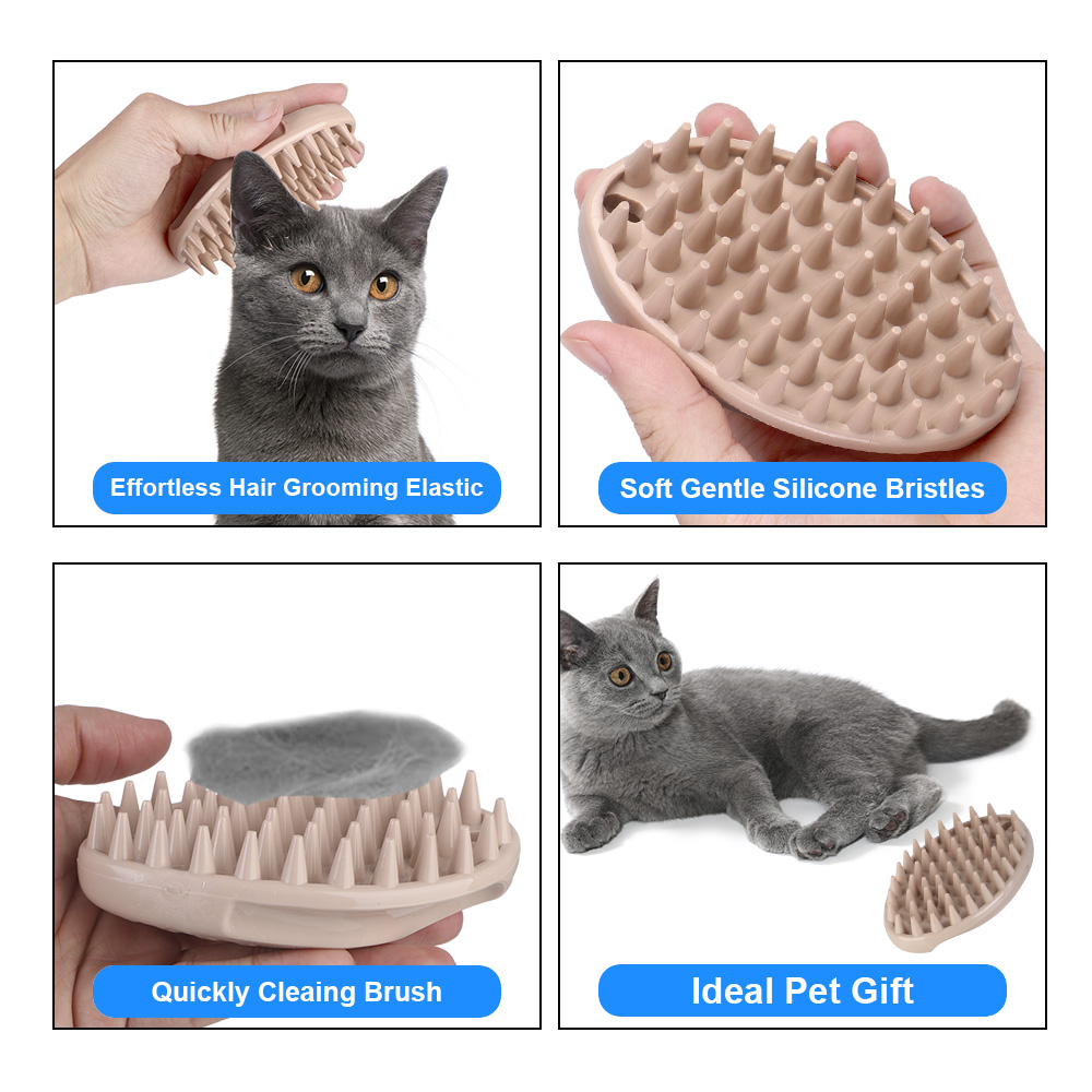 Limpiador de cerdas de silicona suave para mascotas, cepillo de masaje para perros y gatos, cepillo de limpieza rápida, peine, herramientas de lavado