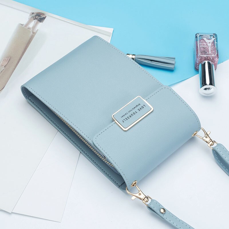 Spring and summer ladies wallet Korean version of multifunctional large capacity storage zipper shoulder bag sal: Blue