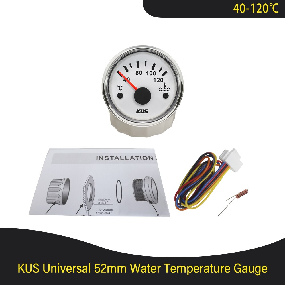 KUS 2&quot; Marine Engine Water Temperature Gauge 40-120℃ 25-120℃ Degree Boat RV Car Temp Meter Gauge with Yellow/Red Backlight: WS