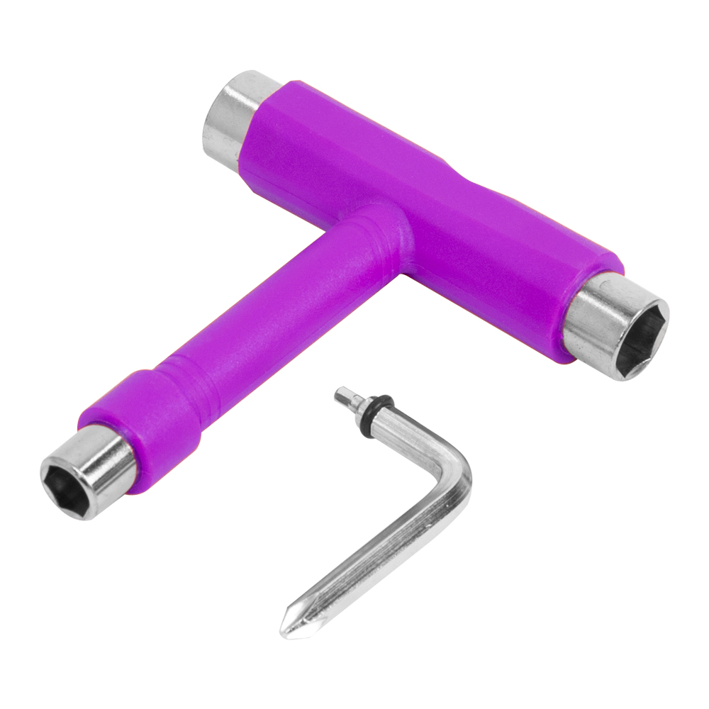 Deskorolka narzędzia T kształt deskorolka zestaw kluczy wielofunkcyjny wioślarz elektryczny skuter klucz robić narzędzie robić regulacji snowboardowego: FIOLETOWY
