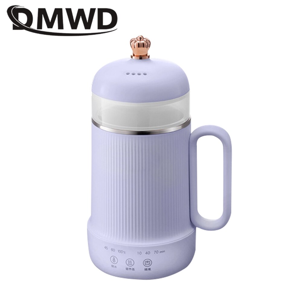 DMWD Household Health Pot Electric Kettle 600ml Tea Maker Office Warmer Milk Boiling Cup Food Egg Steamer Stew Pot Mini Cooker