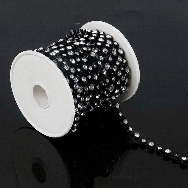 5 m/3 m Strip Crystal Clear Glas Plastic Gun Black Base Cup Rhinestone Chain Kleding Naaien Sieraden Accessoires kledingstuk Ketting: 3Meter 5.2mm