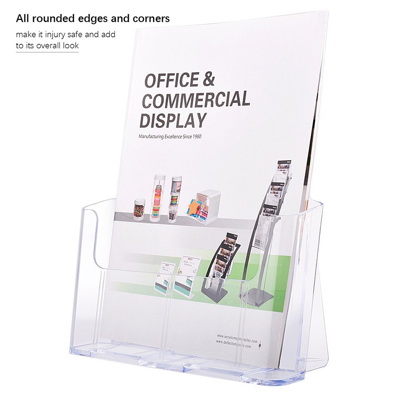 Brochureholder 9.3 x 11 tommer plastiklitteraturholdere klar flyerholder rack kortholder, magasin, pjece, hæfte disp