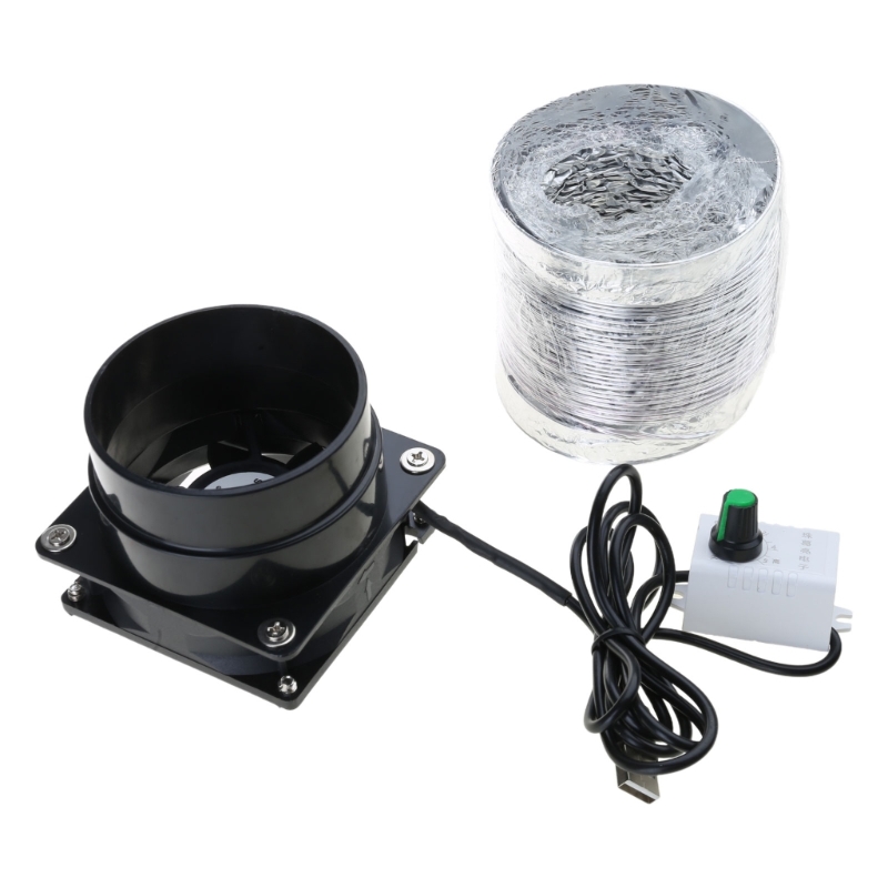 USB Adjustable Speed Air Ventilation Blower Inline Booster Window Exhauster Toilet Kitchen Exhaust Fan Power Tools: Orange
