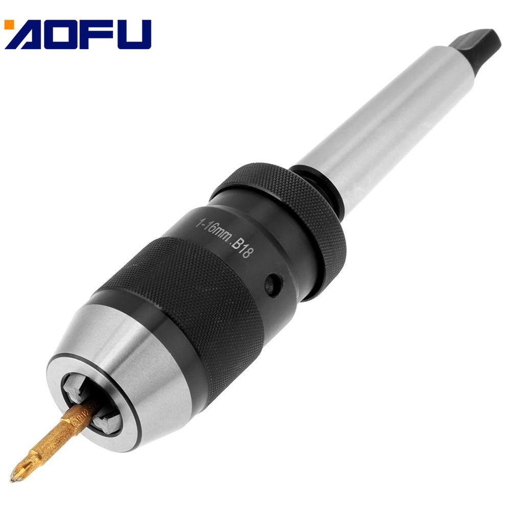 1-16mm Keyless Drill Chuck Lathe Tool Self Tighten Taper Drill Chuck MT3-B18 Arbor 45 Steel