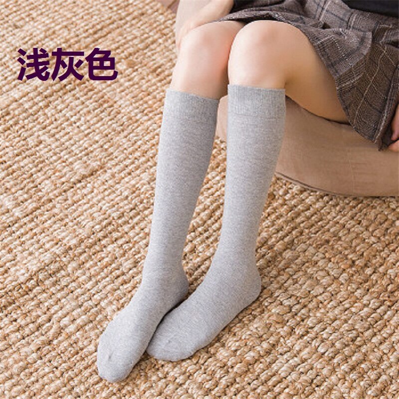 Hög med strumpor kvinnlig uniform enfärgad halv ben vadstrumpor söta japanska tubstrumpor college vindknä lång tub studentstrumpor