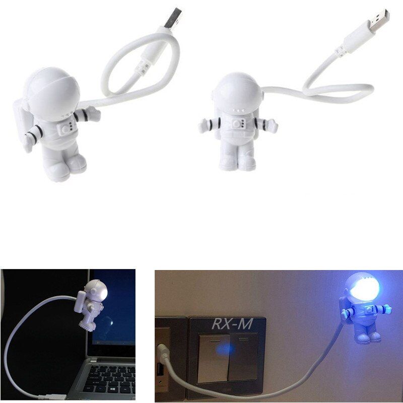 Mini Flexible Spaceman Astronaut USB Tube LED Night Light Lamp For Computer Laptop PC Notebook Reading Portable Kids Toy